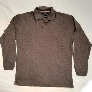 Cotton Blend Collared Sweater, Brown, Tan, Black, L